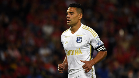 Falcao jugando con la camiseta de Millonarios