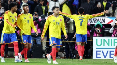 Selección Colombia celebra goles vs Australia en Fecha FIFA