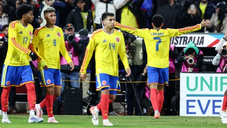 Selección Colombia celebra goles vs Australia en Fecha FIFA