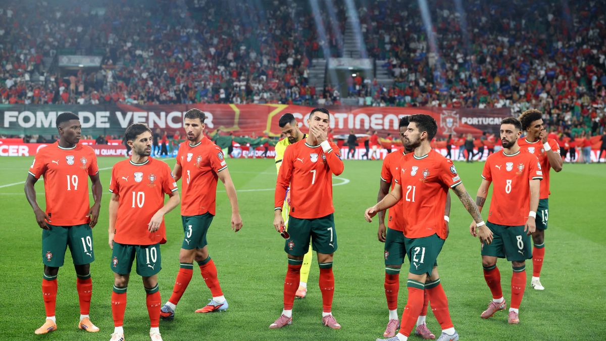 Selección de Portugal antes de su último partido de eliminatoria