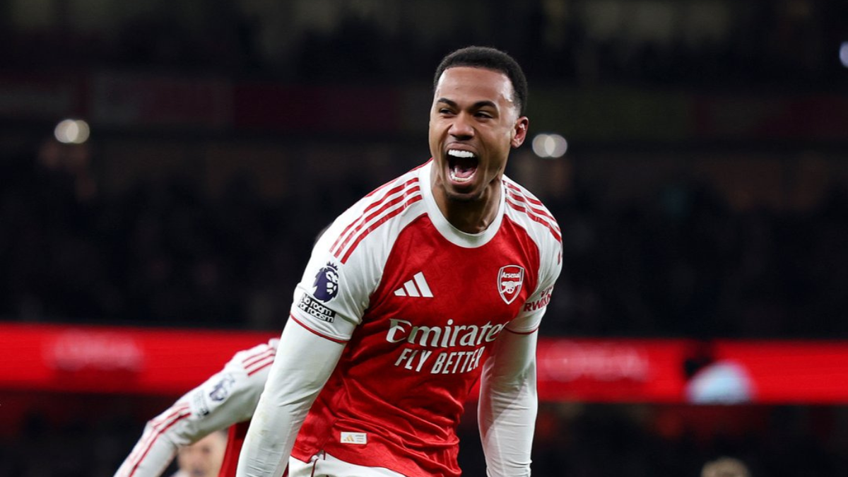 Gabriel celebrando su gol con Arsenal