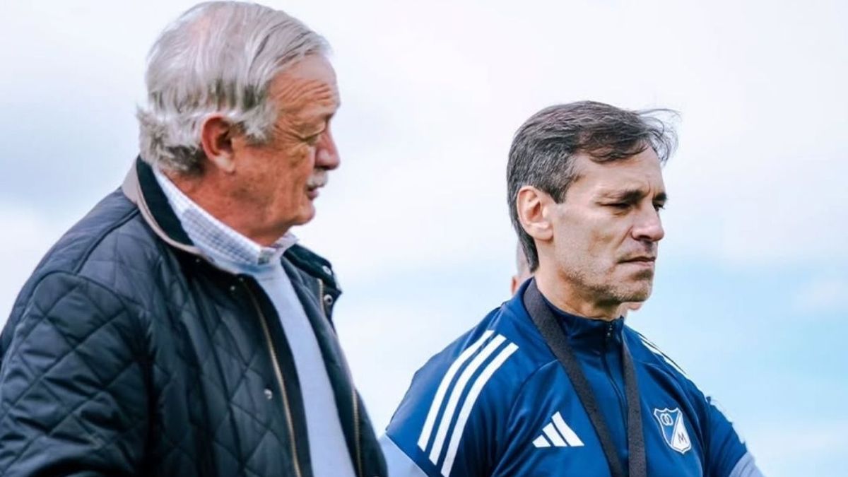 Enrique Camacho y Fabián Bustos, presidente y técnico de Millonarios.