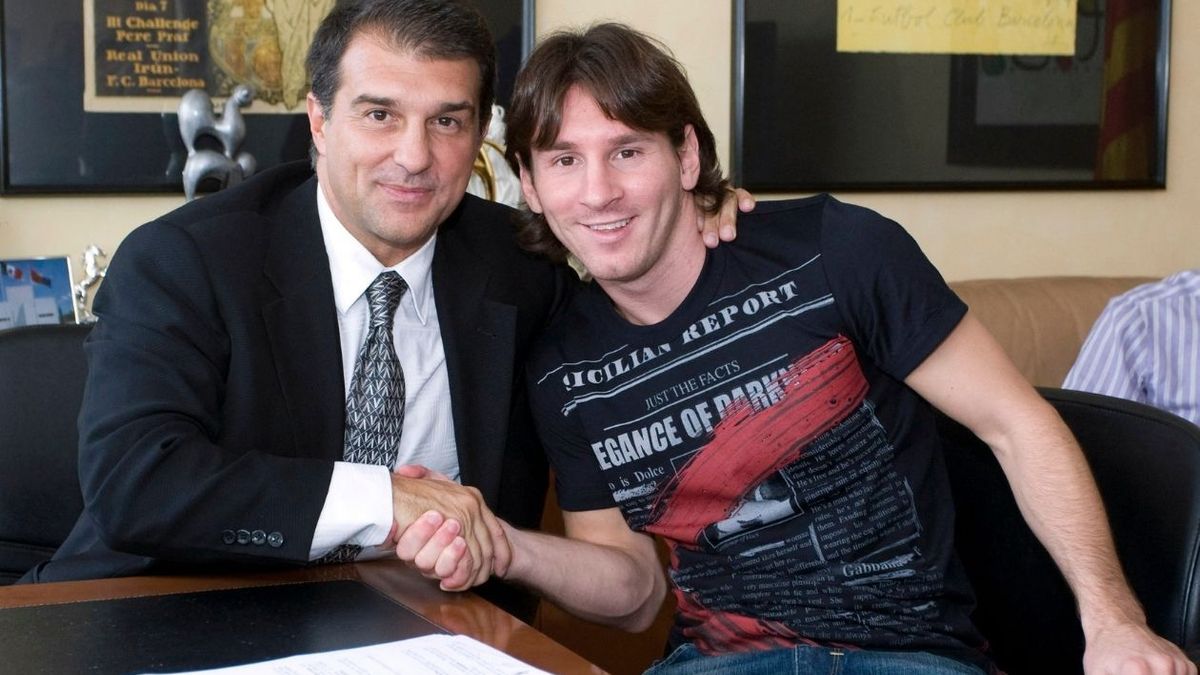 Joan Laporta y Lionel Messi, Barcelona FC.