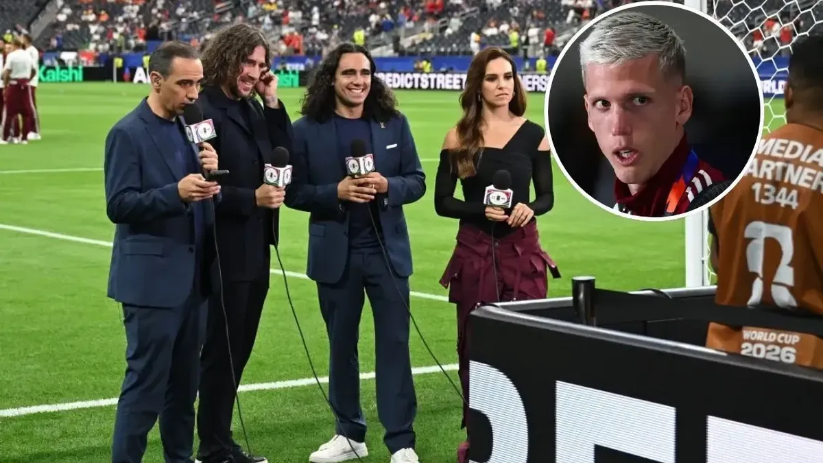 Dani Olmo y Eric García en plena entrevista de Puyol