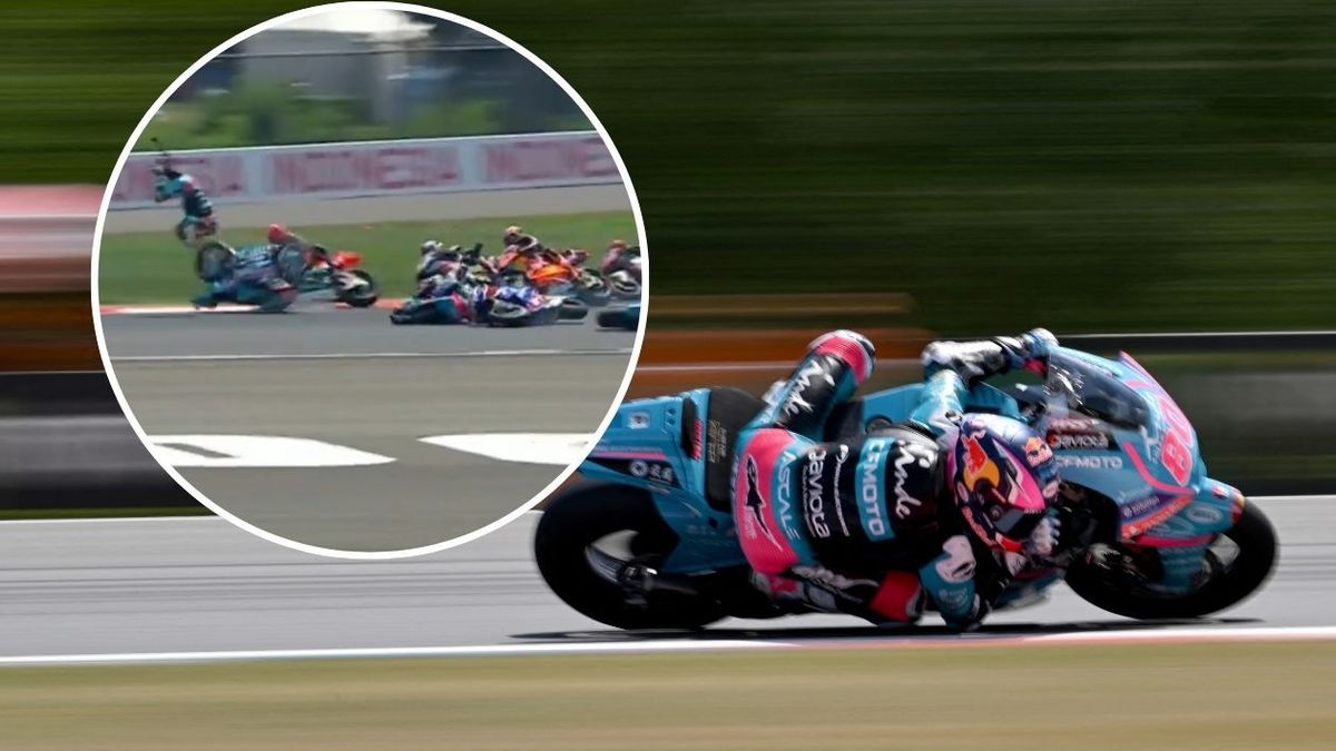 David Alonso terminó en el suelo tras un durísimo accidente en Indonesia.