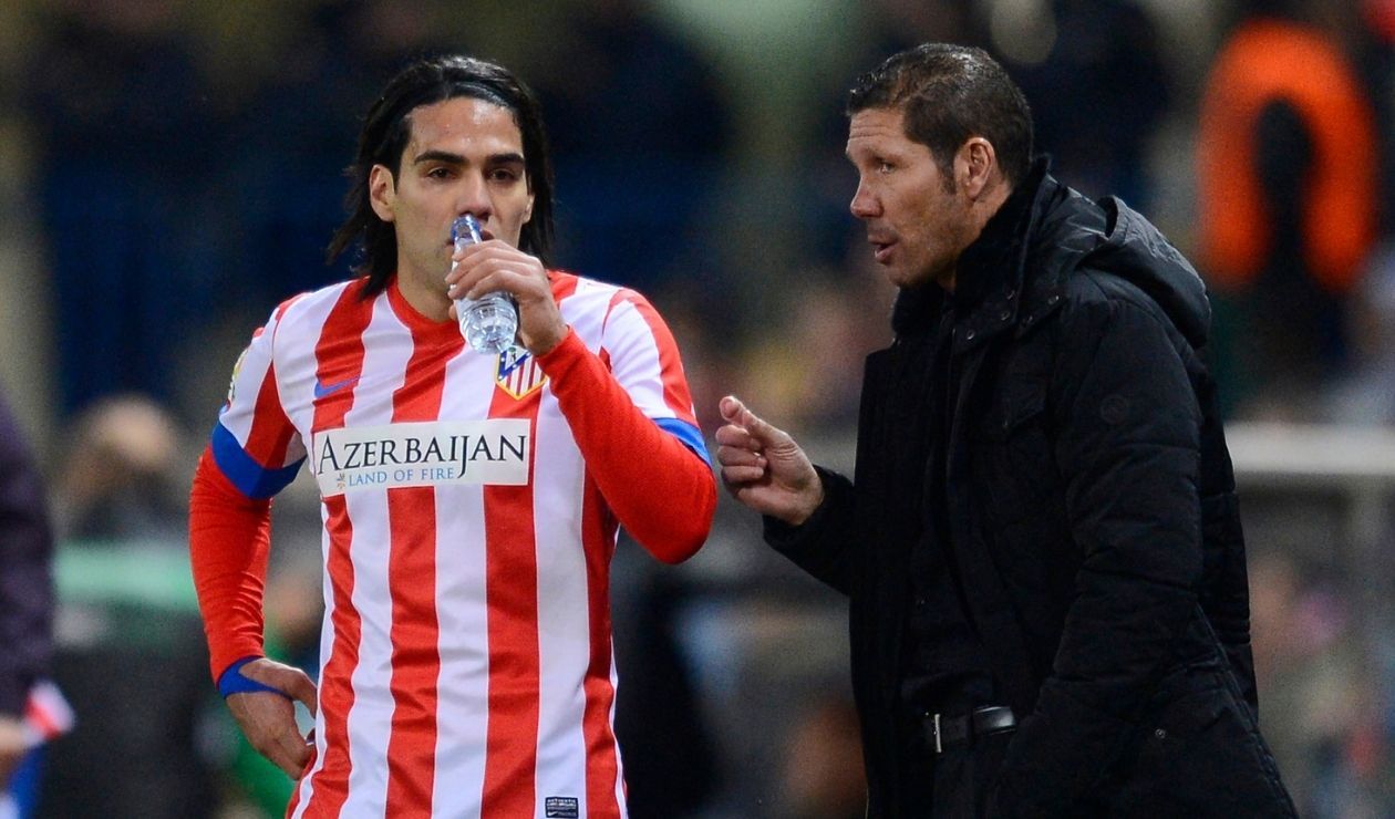 Falcao y Diego Simeone en el Atlético de Madrid