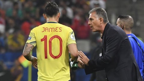 Carlos Queiroz y James Rodríguez - Selección Colombia