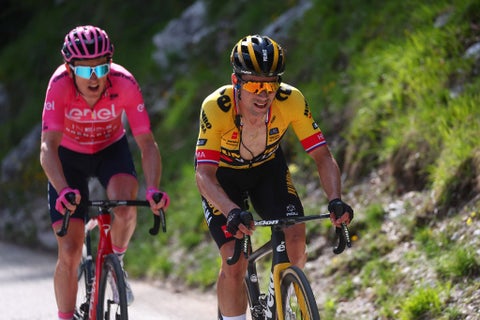 Geraint Thomas y Primoz Roglic en una etapa del Giro de Italia 2023