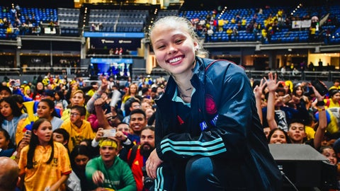 Ana María Guzmán en el homenaje a la Selección Colombia en Bogotá