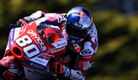 David Alonso en una carrera del Moto 3 durante la temporada 2023