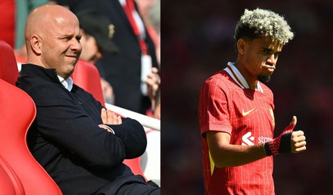 Arne Slot y Luis Díaz