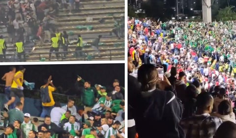 Pelea entre hinchas de Nacional y Junior por Liga BetPlay