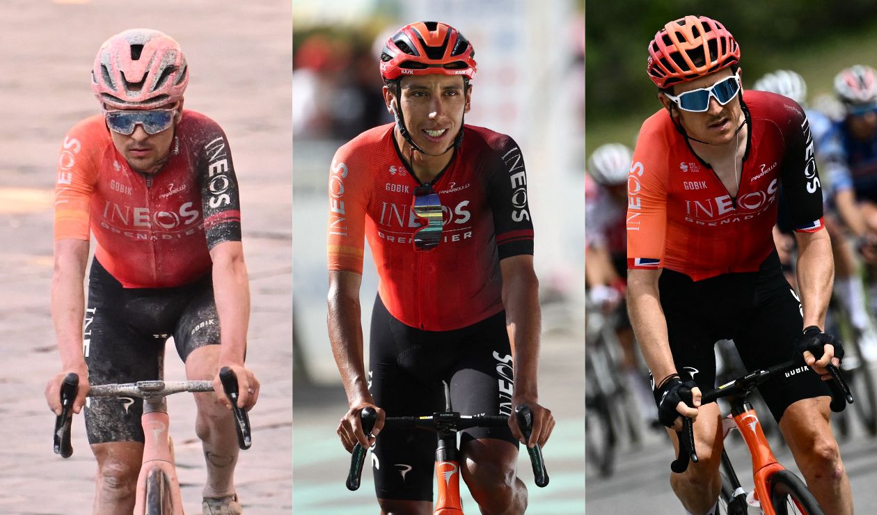 Egan Bernal, Tom Pidcock y Geraint Thomas