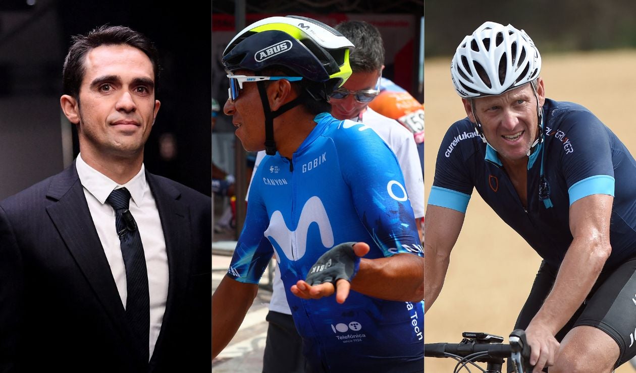 Alberto Contador, Nairo Quintana y Lance Armstrong