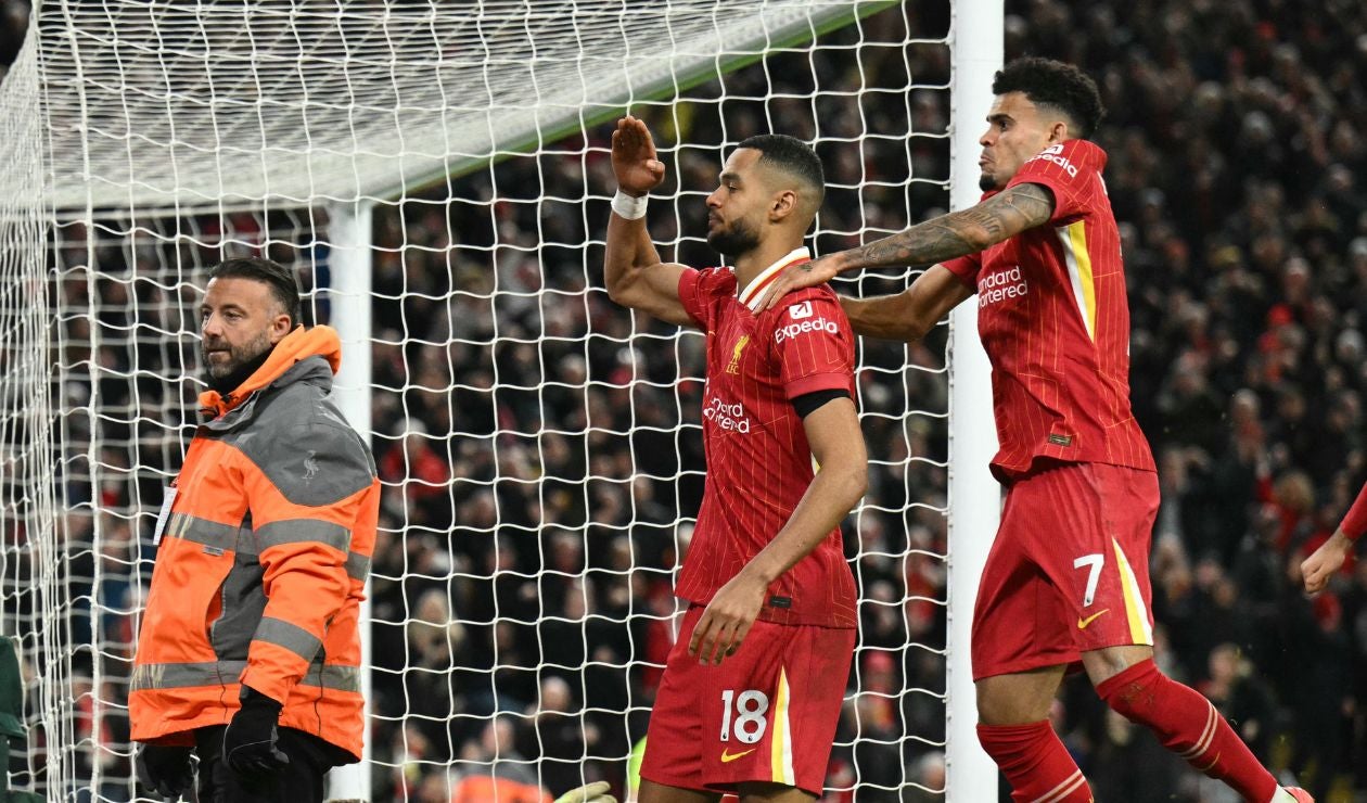 Luis Díaz y Cody Gakpo en festejo