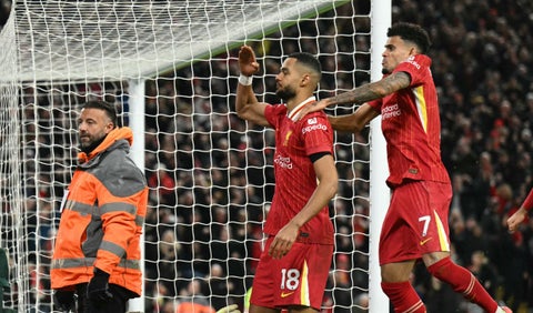 Luis Díaz y Cody Gakpo en festejo