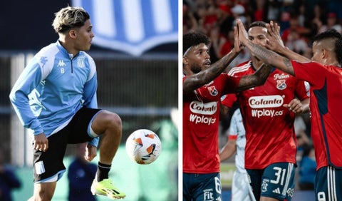 Juan Fernando Quintero y futbolistas del Medellín