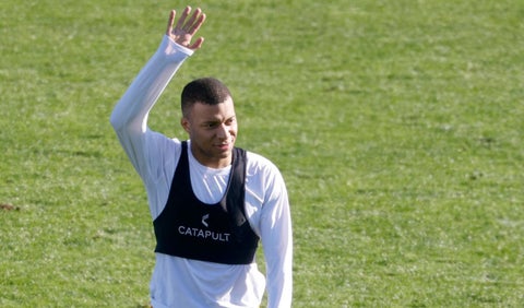 Mbappé en entrenamiento de Real Madrid