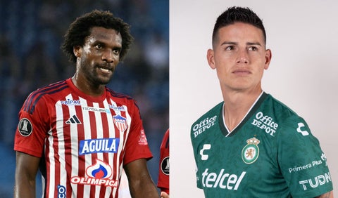 Didier Moreno (Junior) y James Rodríguez (León)