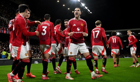 Manchester United celebra el gol vs Fulham