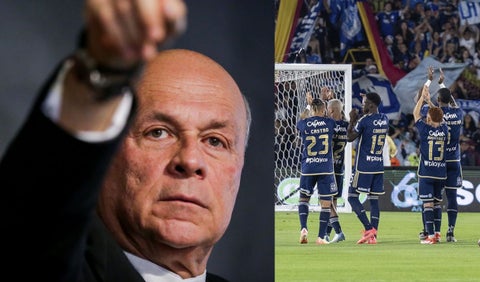 Carlos Antonio Vélez y jugadores de Millonarios