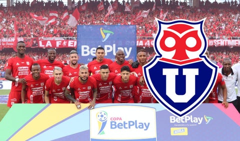 América de Cali y escudo de Universidad de Chile