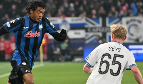 Juan Guillermo Cuadrado en Atalanta vs Brujas por la Champions League