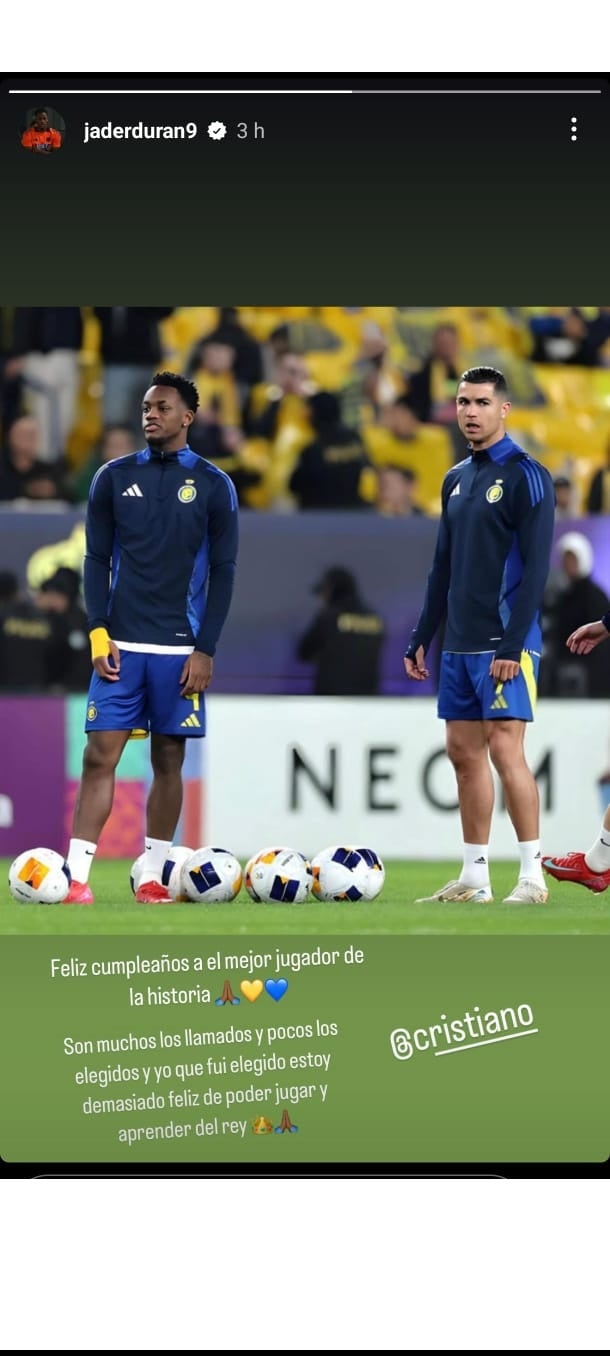 Jhon Jader Durán felicitó a Cristiano Ronaldo