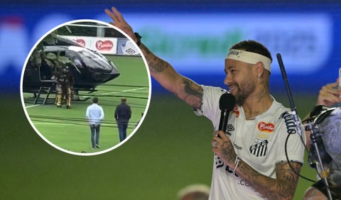 Neymar en su primer entrenamiento con Santos