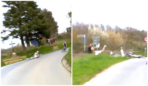 Tadej Pogacar sufrió caída en la Strade Bianche