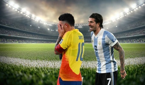 Rodrigo de Paul y James Rodríguez