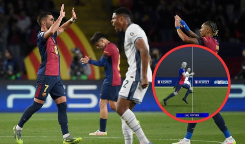 Polémica jugada de gol anulada por el VAR en el partido de Inter vs Barcelona