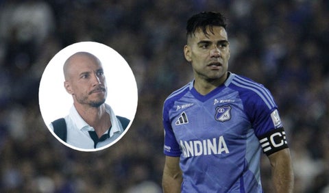 David González y Radamel Falcao, técnico y jugador de Millonarios, respectivamente