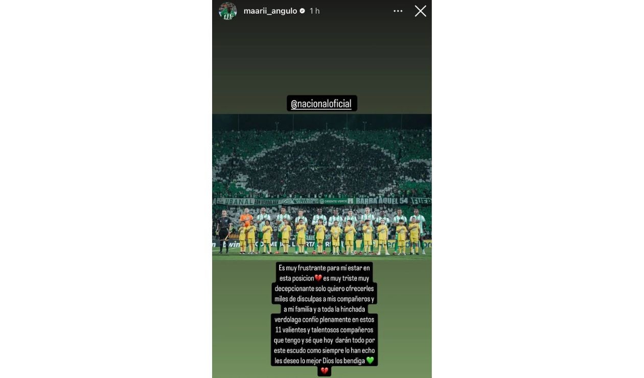 Marino Hinestroza comparte publicación con respecto a la caída de Nacional en la Copa Libertadores 