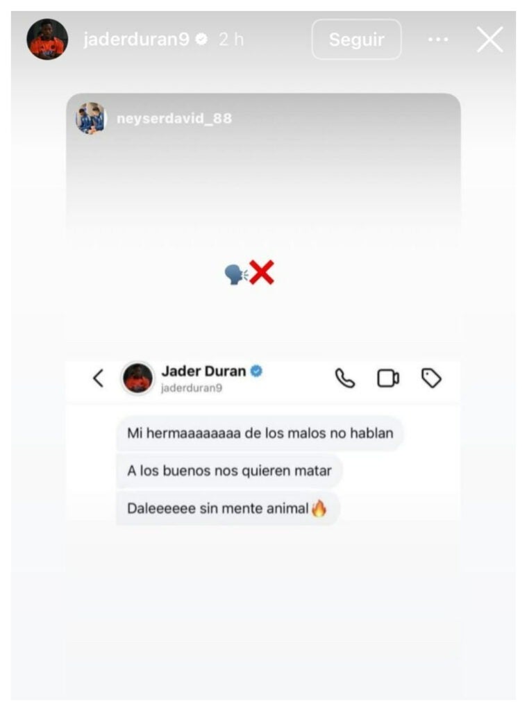 Chat de Jhon Jader Durán con Néiser Villarreal