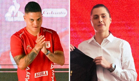 Juan Fernando Quintero y Marcela Gómez, presidenta del América de Cali