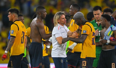 Sebastián Beccacece, entrenador de Ecuador en el partido ante Brasil