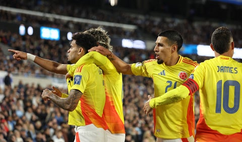 Selección Colombia celebra gol de Luis Díaz vs Argentina