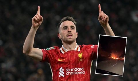 Así quedó el auto en el que iba Diogo Jota