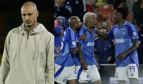 David González y jugadores de Millonarios