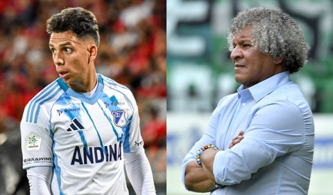 Alex Castro (Millonarios) y Alberto Gamero (Deportivo Cali)