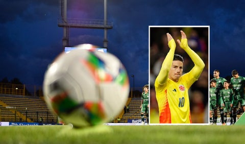 Balón de la Liga Betplay y James Rodríguez