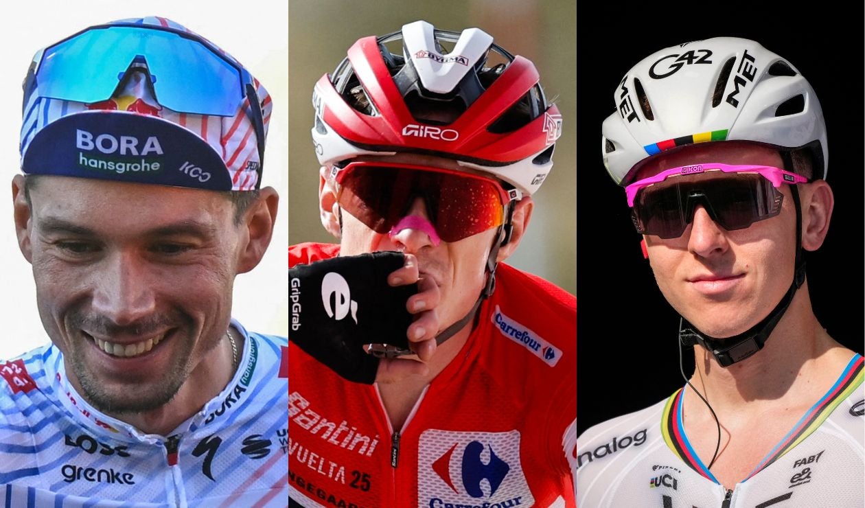 Tadej Pogacar, Jonas Vingegaard y Primoz Roglic