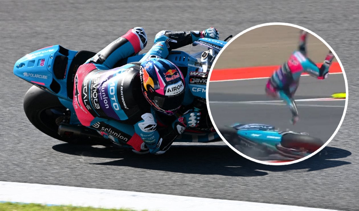 Caída de David Alonso en el Gran Premio de Indonesia