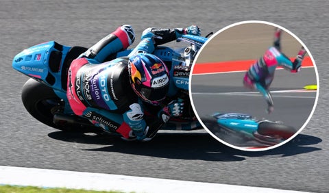 Caída de David Alonso en el Gran Premio de Indonesia