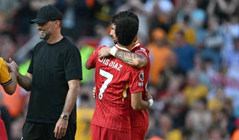 Jürgen Klopp y Luis Díaz en Liverpool