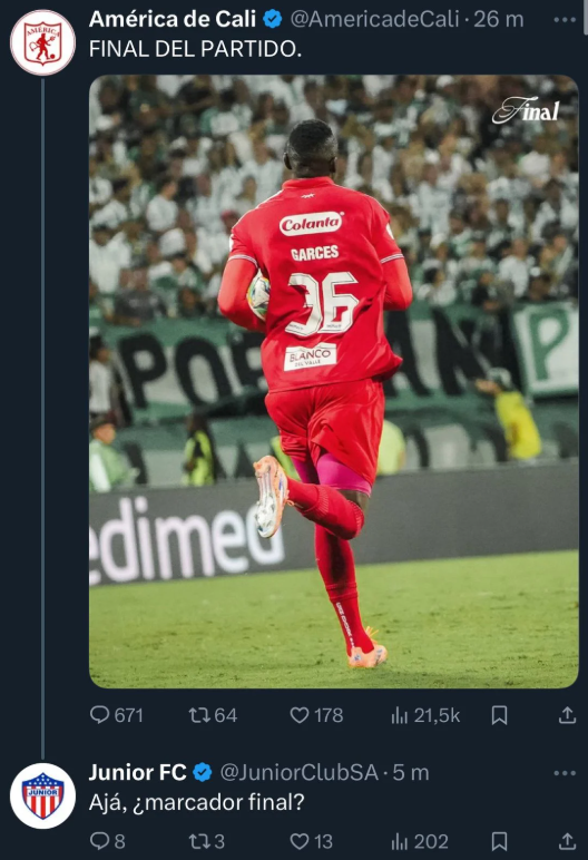 Burla de Junior al América de Cali