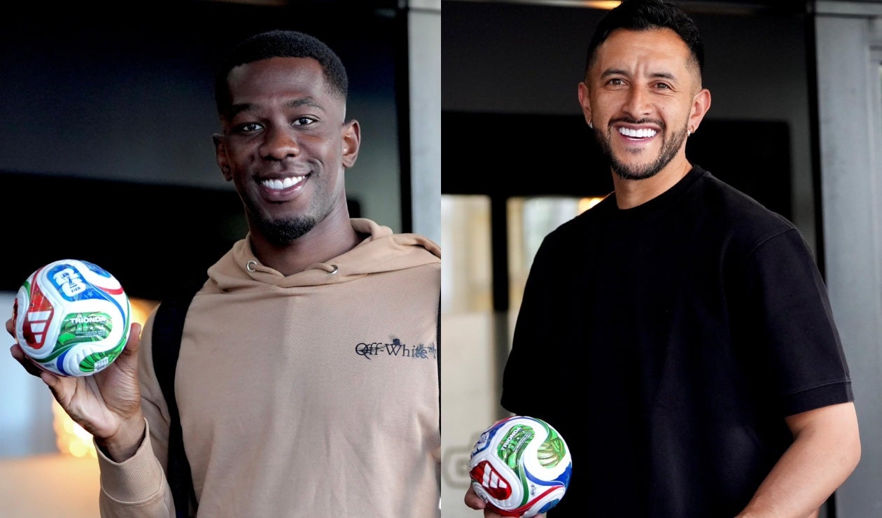 Carlos Cuesta y Camilo Vargas en la concentración de Colombia