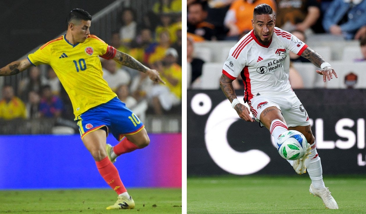 James Rodríguez y Cristian 'Chicho' Arango, futbolistas colombianos