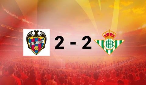 Levante deja escapar otra ventaja de dos goles y empata con el Betis